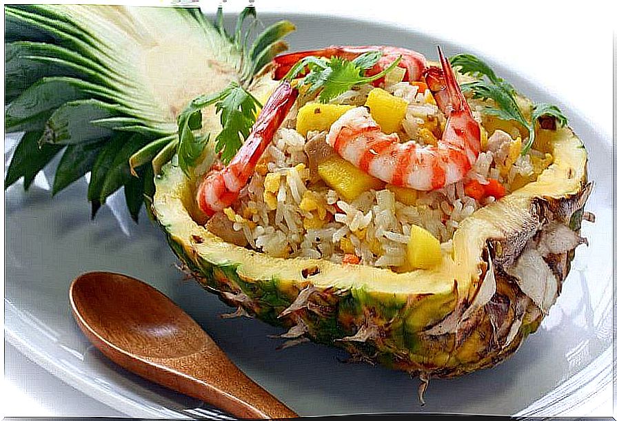 Pineapple and shrimp salad.