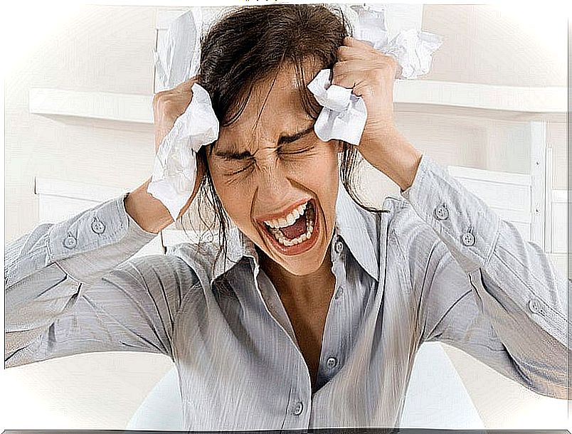 Woman crying and screaming to release stress