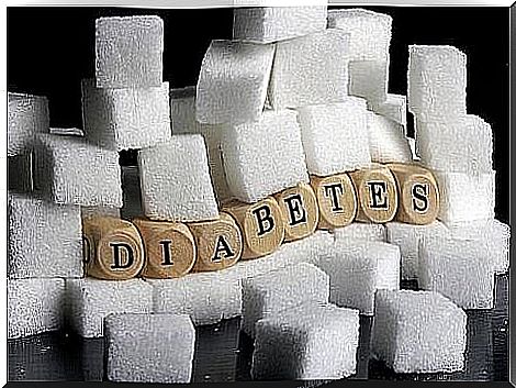 Word diabetes with blocks surrounded by sugars