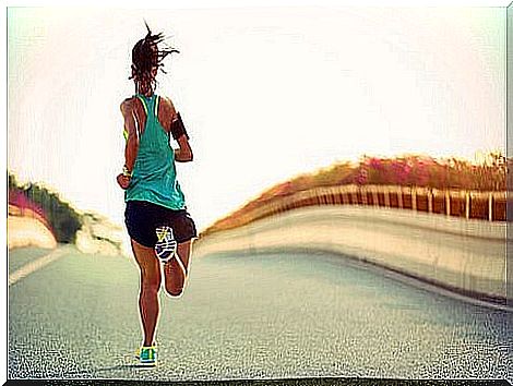 Woman running a marathon