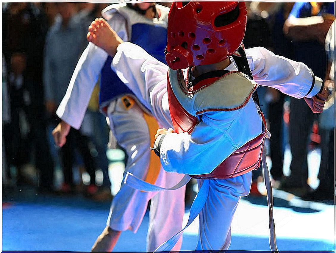 Taekwondo practice.